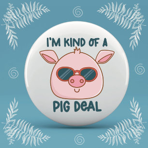 Badge Rond 7,6 Cm Funny Pig Pun