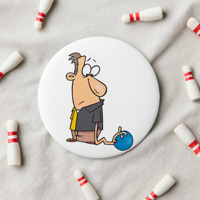 Badge Rond 7,6 Cm Funny Sad Bowler caractère avec Bowling Ball (Créateur téléchargé)