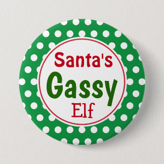 Badge Rond 7,6 Cm Funny Santa's Gassy Elf Christmas Button Pin