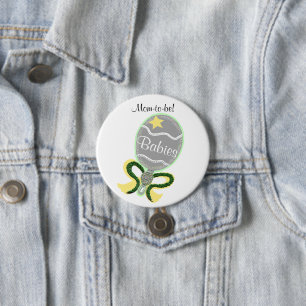 Badge Rond 7,6 Cm Futur Maman Étoile Jaune Arc Vert Hochet pour Bébé
