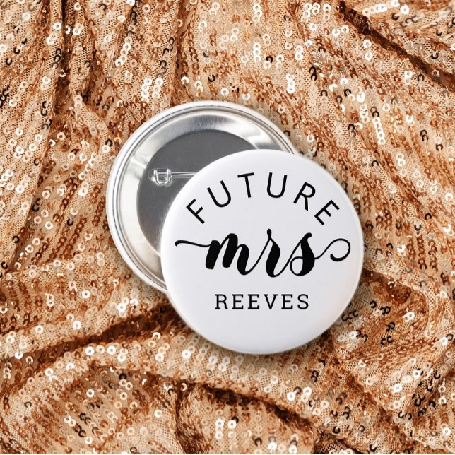 Badge Rond 7,6 Cm Futur Mme Mariage de typographie (Créateur téléchargé)