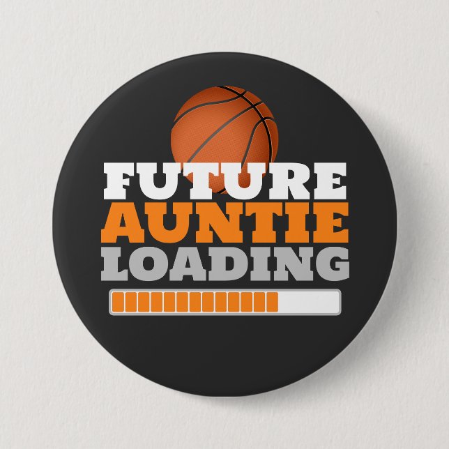 Badge Rond 7,6 Cm Future Tante Chargement du Baby shower de basket-b (Devant)