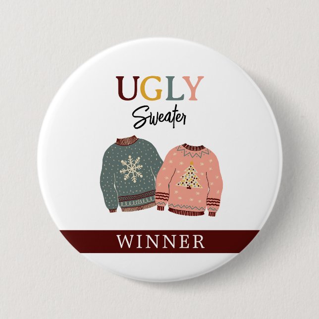 Badge Rond 7,6 Cm Gagnante de Festive Ugly Sweater (Devant)