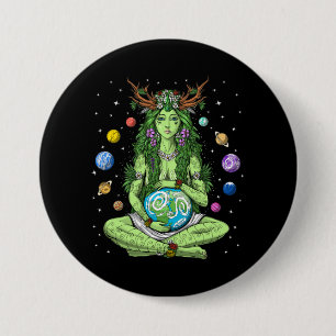 Badge Rond 7,6 Cm Gaia Mère Déesse Terre