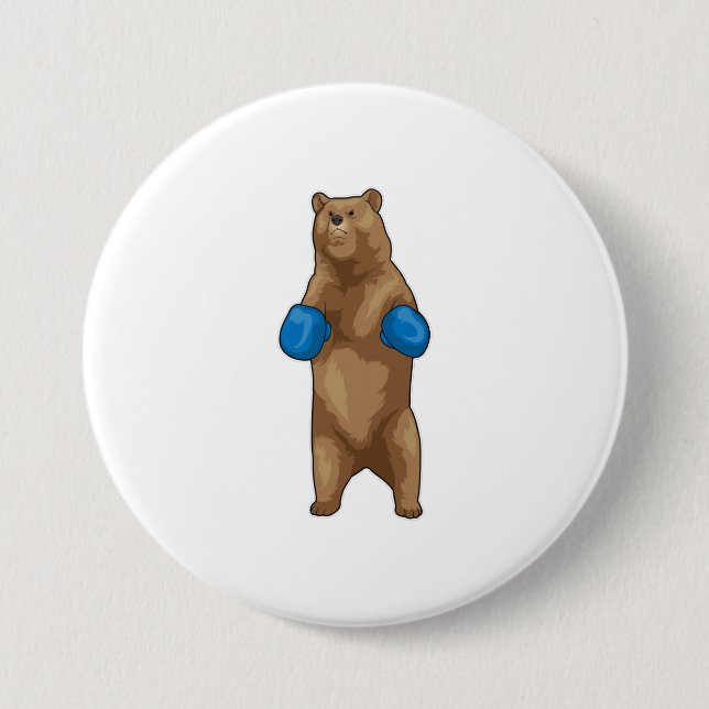 Badge Rond 7,6 Cm Gants de boxe Boxer ours (Devant)