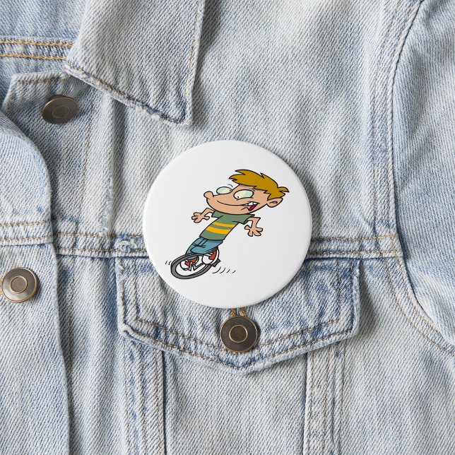 Badge Rond 7,6 Cm Garçon drôle à monocycle (Créateur téléchargé)