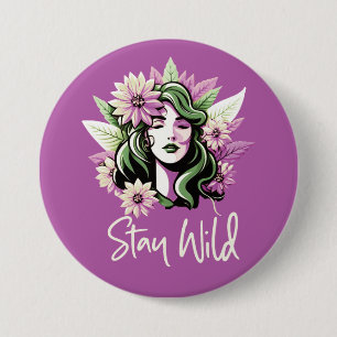 Badge Rond 7,6 Cm Garder l'enfant à fleurs sauvage