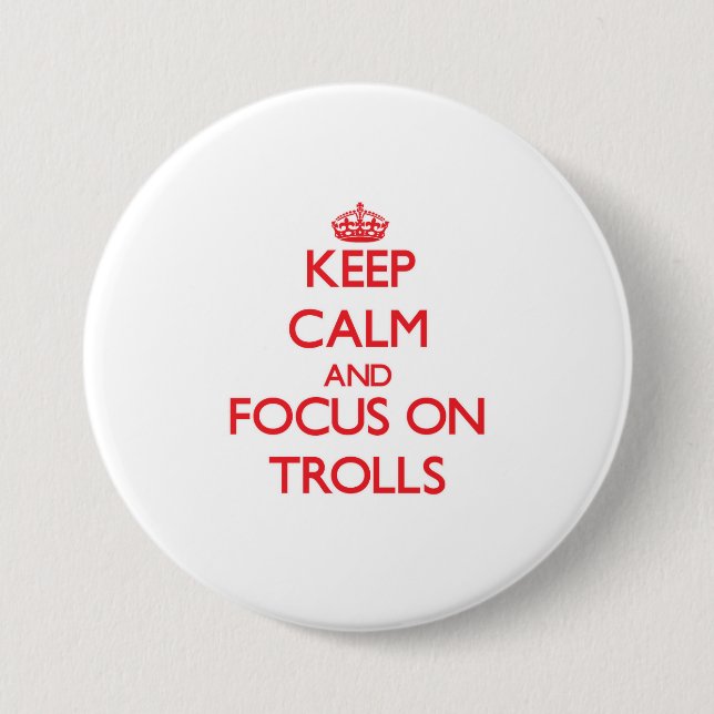 Badge Rond 7,6 Cm Gardez le calme et le foyer sur des trolls (Devant)