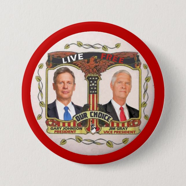 Badge Rond 7,6 Cm Gary Johnson/gris de JIM en 2012 (Devant)