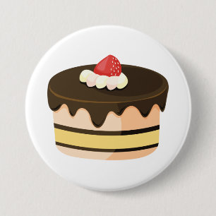 Badge Rond 7,6 Cm Gâteau au Chocolat Coulant avec Fraise