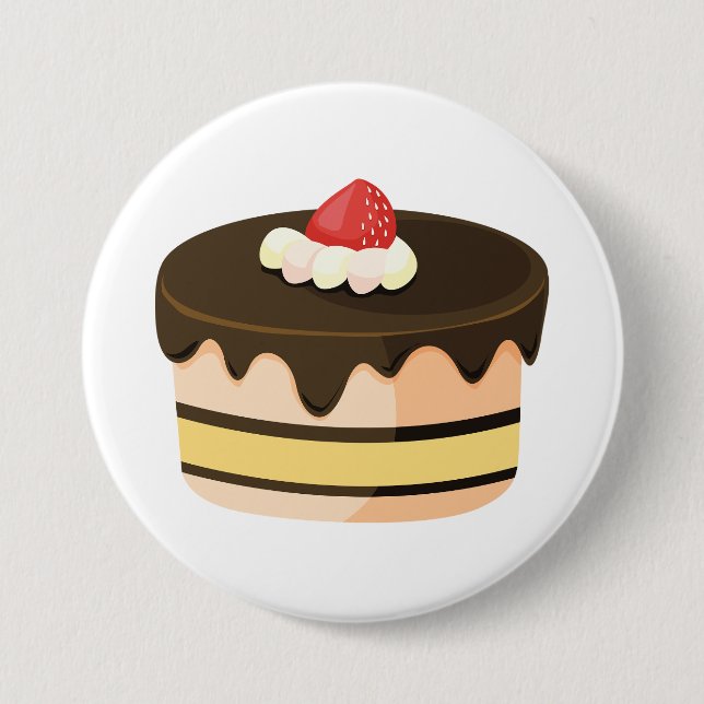 Badge Rond 7,6 Cm Gâteau au Chocolat Coulant avec Fraise (Devant)