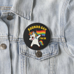 Badge Rond 7,6 Cm Gay pride Dabbing Unicorne Avec Drapeau