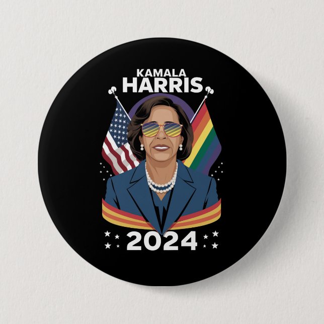 Badge Rond 7,6 Cm Gay pride Kamala Harris 2024 Vice-président LGBTQ+ (Devant)