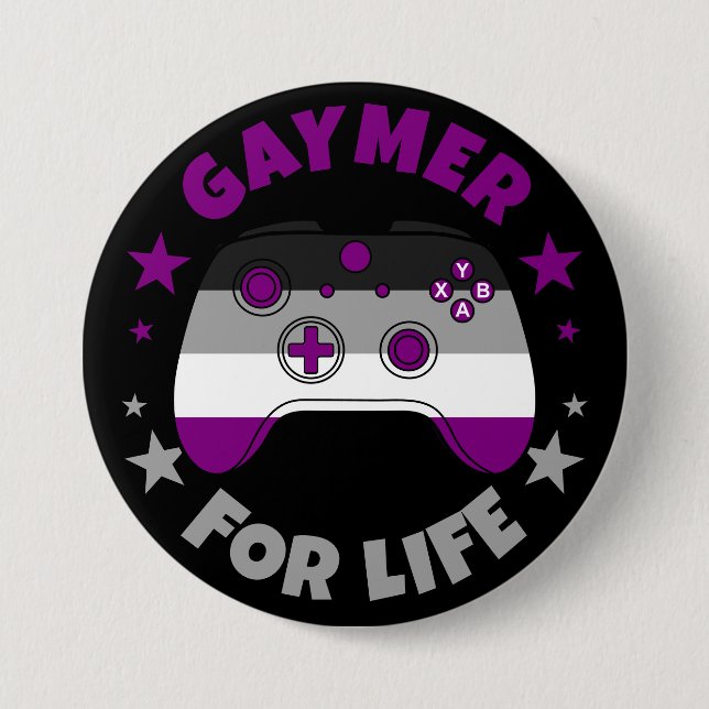 Badge Rond 7,6 Cm Gaymer Asexuel Pour La Vie Contrôleur De Jeu Vidéo (Devant)
