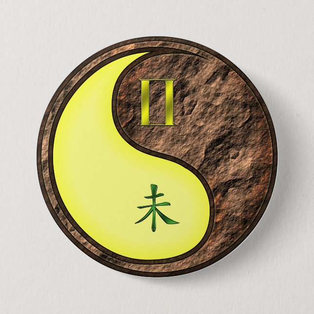 Badge Rond 7,6 Cm Gémeaux & Chèvre Terre (Devant)