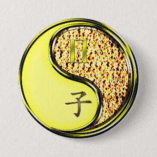 Badge Rond 7,6 Cm Gémeaux & Rat de feu