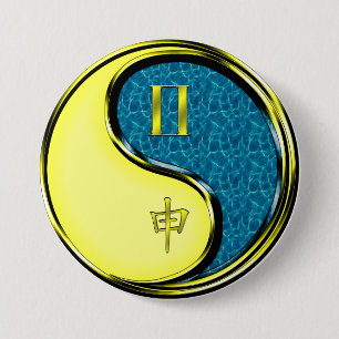 Badge Rond 7,6 Cm Gémeaux & Singe d'eau
