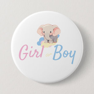Badge Rond 7,6 Cm Gender Reveal Fille ou Garçon