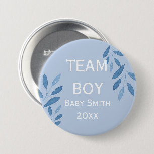 Badge Rond 7,6 Cm Genre révéler Team Boy bleu aquarelle florale