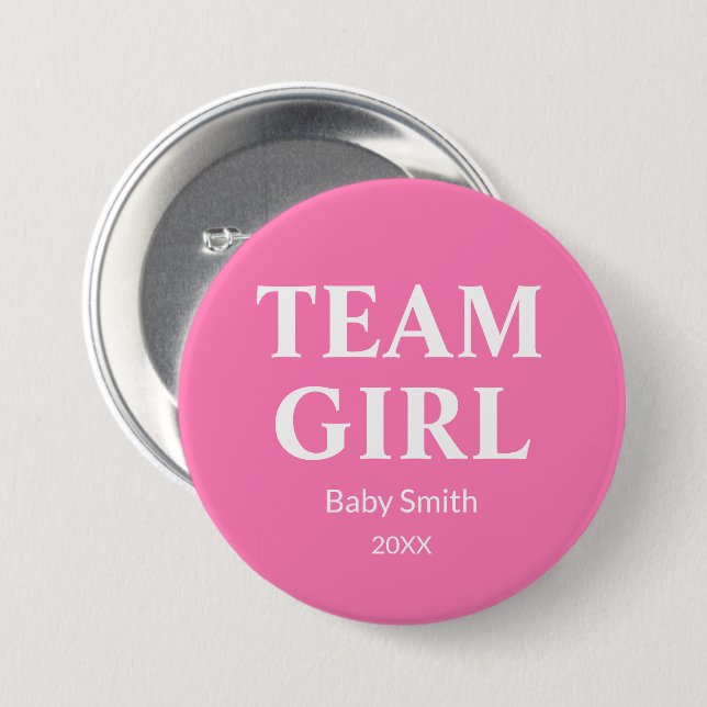 Badge Rond 7,6 Cm Genre révéler Team Girl rose aquarelle n'importe q (Devant & derrière)