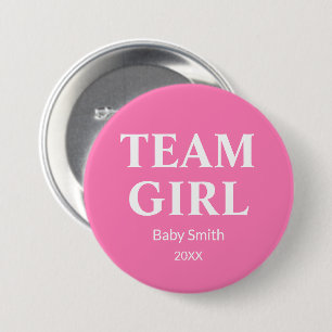 Badge Rond 7,6 Cm Genre révéler Team Girl rose aquarelle n'importe q