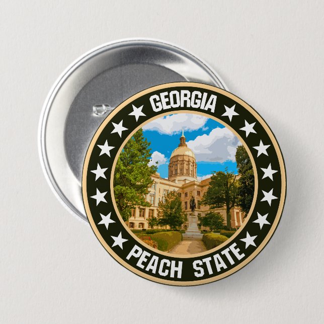 Badge Rond 7,6 Cm Géorgie (Devant & derrière)
