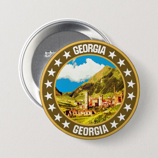 Badge Rond 7,6 Cm Géorgie (Devant & derrière)