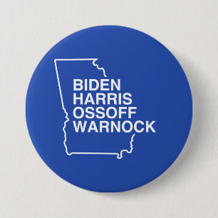 Badge Rond 7,6 Cm Géorgie bleue : Biden Harris Ossoff Warnock