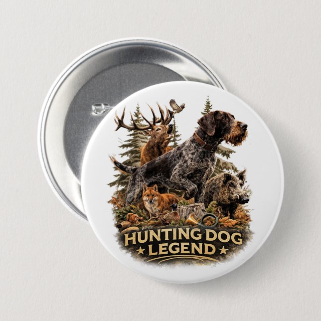 Badge Rond 7,6 Cm German Wirehaired Pointer (Devant & derrière)