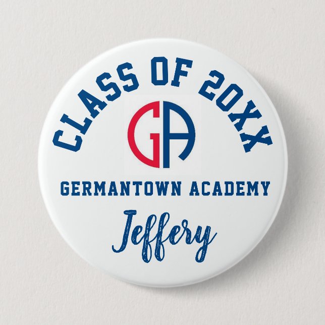 Badge Rond 7,6 Cm Germantown Academy Button Logo Personnalisé (Devant)