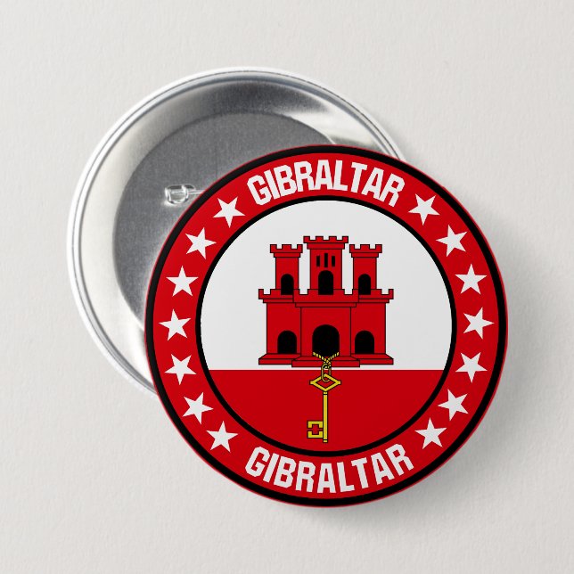 Badge Rond 7,6 Cm Gibraltar (Devant & derrière)