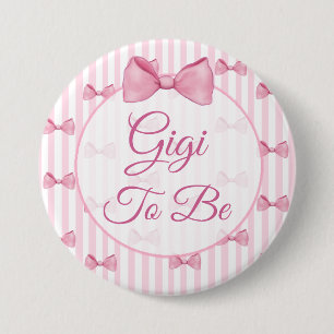 Badge Rond 7,6 Cm Gigi à être bouton rose de baby shower d'arc