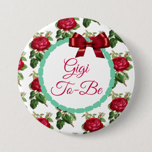 Badge Rond 7,6 Cm Gigi sera Floral Chic Burgundy Rose Button