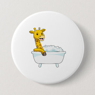 Badge Rond 7,6 Cm Girafe avec baignoire avec mousse