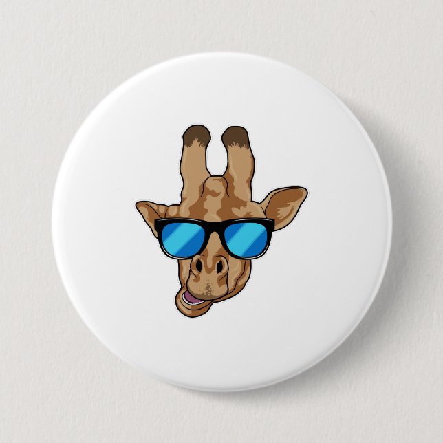 Badge Rond 7,6 Cm Girafe avec lunettes de soleil (Devant)