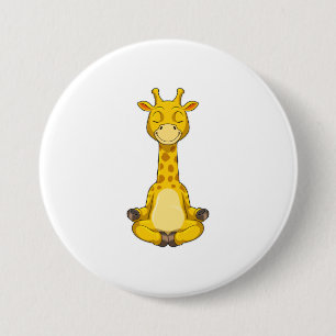 Badge Rond 7,6 Cm Giraffe à la méditation de Yoga