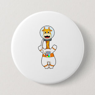Badge Rond 7,6 Cm Giraffe en astronaute en costume