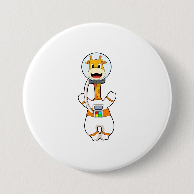 Badge Rond 7,6 Cm Giraffe en astronaute en costume (Devant)