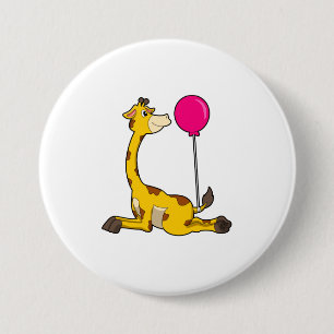 Badge Rond 7,6 Cm Giraffe with Balloon