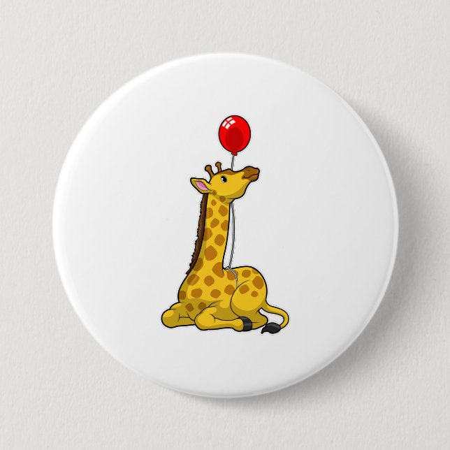 Badge Rond 7,6 Cm Giraffe with Balloon (Devant)