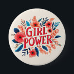 Badge Rond 7,6 Cm Girl Power<br><div class="desc">Bouton d'épingle d'alimentation fille</div>