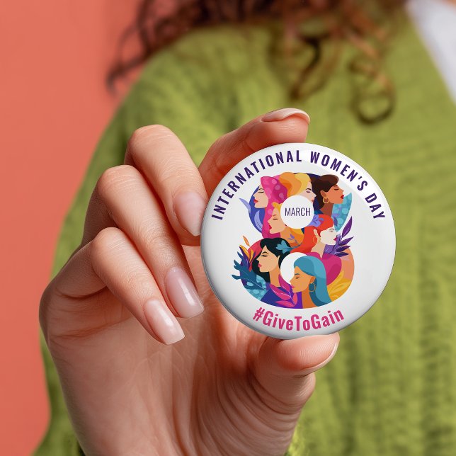 Badge Rond 7,6 Cm Give To Gain | International Women's Day IWD 2026 (Give To Gain | International Women's Day IWD 2026 Button)