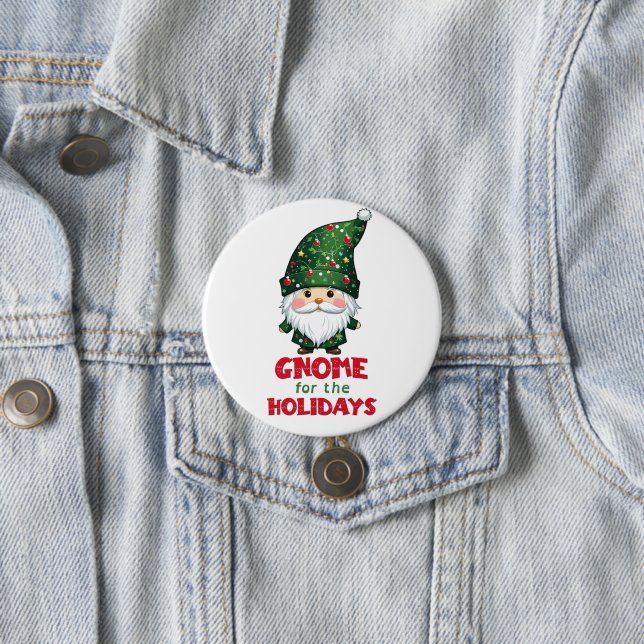 Badge Rond 7,6 Cm Gnome Pour Les Vacances Drôle & Adorable Noël (En situation)