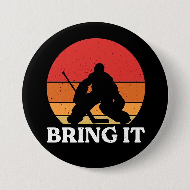 Badge Rond 7,6 Cm Goalie De Hockey Sur Glace (Devant)