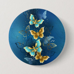 Badge Rond 7,6 Cm Golden butterflies