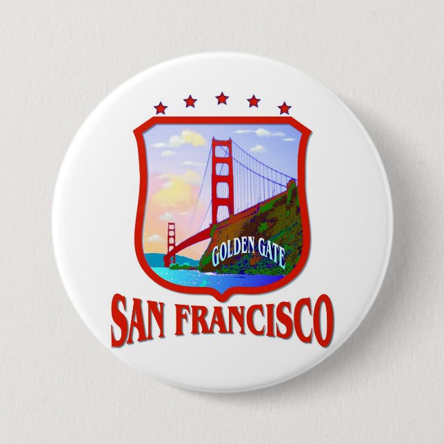 Badge Rond 7,6 Cm Golden Gate de San Francisco (Devant)