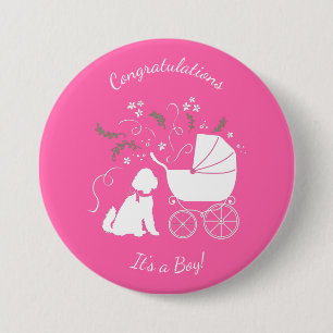 Badge Rond 7,6 Cm Goldendoodle Baby shower rose