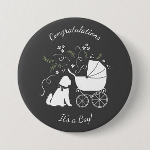 Badge Rond 7,6 Cm Goldendoodle Chien Baby shower sans genre