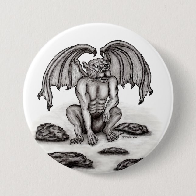 Badge Rond 7,6 Cm Golem Gargoyle (Devant)