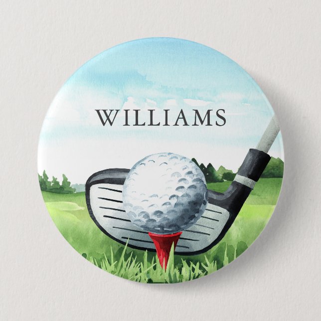 Badge Rond 7,6 Cm Golf Anniversaire Partie I Golfer (Devant)